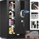 Large Biometric Safe Box, Home Safes Water Fireproof, Duty Document Safe with Bottom Hidden Compartment, Anti-Theft Dual Alerts, Mute Mode, Digital Security for Home and Business