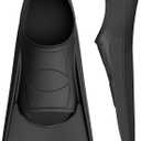 Gintenco Swim Fins, Kids Swim Training Fins for Lap Swimming, Travel Size Flippers with Mesh Bag, Silicone Swimming Fins for Kids Teens Adults Women Men Black, S(33-35)