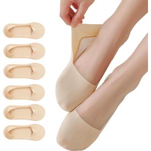 6 Pairs No Show Socks for Women, Footies Bootie Liner Non Slip Heel Grip Socks for Loafers Flats Heels