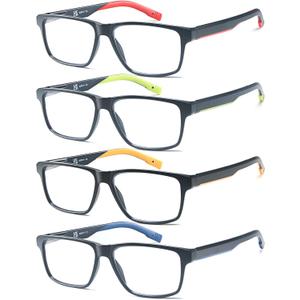 Large Reading Glasses Men Blue Light Blocking Wide Computer Readers Lightweight Black Frames+Rubber Arms+Spring Hinges