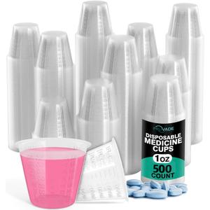 500 Pack 1-oz. Disposable Medicine Cups with Graduated Dosage Lines for Pills or Liquid, 500 Bulk Pack, Single Serve Measuring for Home, Nurse, Hospital, Medical Care |500 Pack