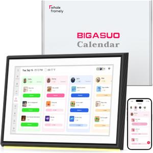 BIGASUO 10.1" Digital Calendar, Smart Touchscreen Interactive Display, Electronic Organizer for Monthly, Weekly & Daily Agenda, Chore Chart, Meal Planner, To Do List, Family Schedules, Picture Frame (Black)