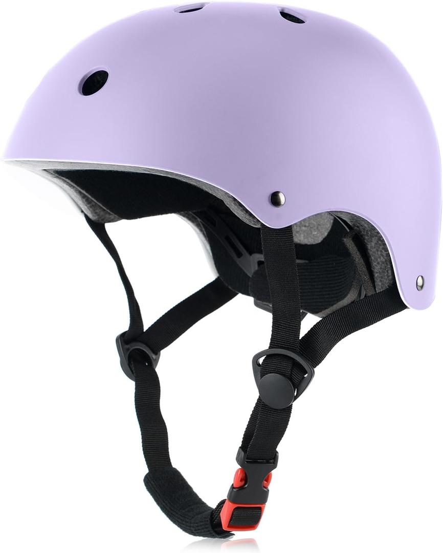 Kids Bike Helmet, Adjustable and Multi-Sport, from Toddler to Youth, 3 Sizes (Medium: 21.3" - 22.4", Pale Lavender)