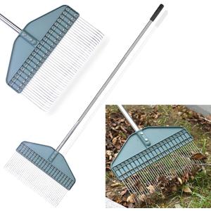 Thatch Rake 66-Inch Adjustable Handle Dethatcher Rake,17-Inch Wide Leaf Rakes, Suitable for Gardens, Yards, Lawns, Used for Cleaning Dead Grass, Thatch, Leaves, Pine Needles, Branches