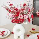 3 x DN DECONATION Valentine's Day Gifts Valentines Day Decorations 6Pcs Pink Red Heart Shaped Berry Picks, Artificial Flowers Floral Arrangement Stems for Valentines Day Wedding Gifts Home Decor