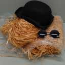 Jeyiour 5 Pcs Flowered Luau Hula Skirts & Accessories Set - 3 Skirts, UV Protection Round Sunglasses, Bowler Hat for Adults - Halloween, Tropical Party Costume - Unisex, Classic Color