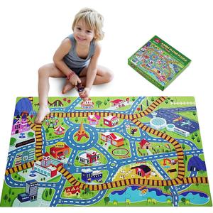 Giant Floor Puzzle for Kids - 60 Piece City Adventure Map with Train Tracks - Thick Cardboard Large Jigsaw Puzzles (2x3 feet) - Storytelling Educational Preschool Toy for Toddlers Ages 3-5 4-8