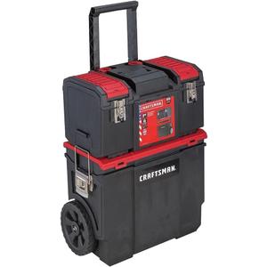CRAFTSMAN 19-in. 3-in-1 Rolling Tool Box with Wheels, Red, Plastic, Lockable (CMST18614)