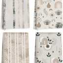 4 Pcs Bohemian Leaves Kitchen Towels, Vintage Decorative Absorbent Microfiber Dish Cloth Tea Towel, Minimalist Art Waffle Soft Hand Towels for Farmhouse Home Bathroom