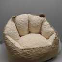 Cute Soft Bean Bag Chair for Kids with Fluffy Bear Ears, Cozee Fluffy Lazy Chair for Up to 10 Years Old Girls and Boys