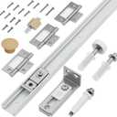 Closet Bifold Door Hardware & 36 Inch Track, 3 ft Bi Folding Door Rail Kit | Complete kit: track, bracket, pivot, wheel, hinge, screw. Pivot-press to install. Gap adjustable. Rust-proof, Smooth & silent