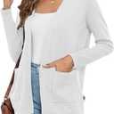 Women Lightweight Cardigan Sweaters with Pocket Open Front Breathable Cardigans (White, M)