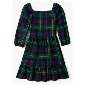 The Children's Place girls Long Sleeve Casual Dresses, Size XL (Green Plaid)