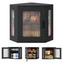 TQVAI Bread Box for Kitchen Countertop Large Corner Bread Loaf Storage Container Double Layer Wooden Bread Boxes Bin Farmhouse Pantry Shelf with Acrylic Window, Black