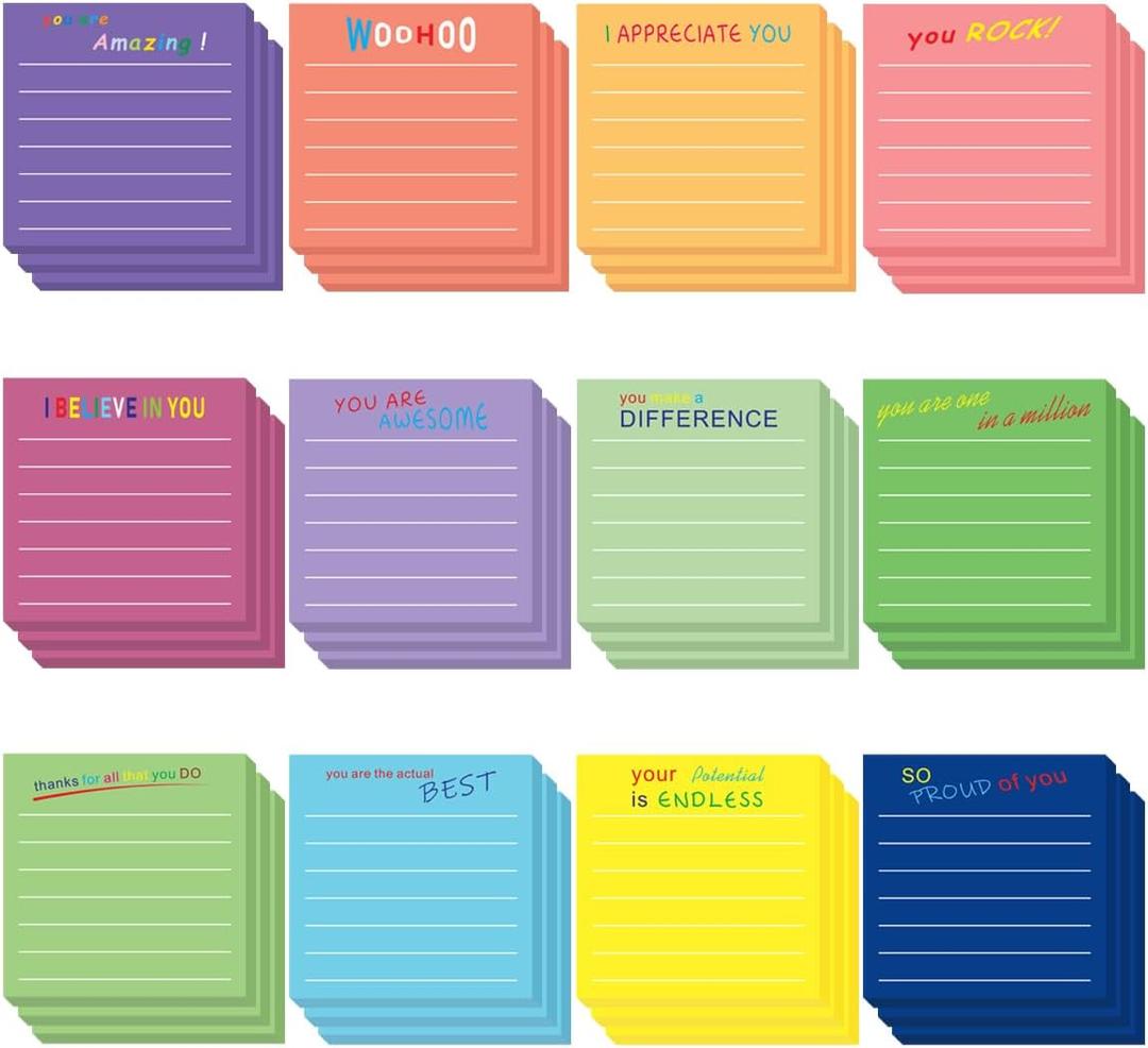 36 Pcs Employee Appreciation Sticky Notes Inspirational Sticky Notes with Lines Cute Motivational Post Notes Gifts for Coworkers Nurse Office Supplies(3 x 3)