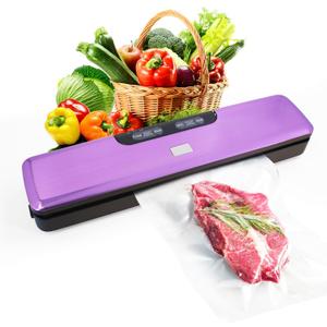 Flyfox Vacuum Sealer Machine - Strong, Multi-functional, and Fast Compact for Multi Food Storage with Low Noise, includes Vac, Sealer, Meat, Dry, Soft, 5 Modes with Vacuum Seal Bags, Purple