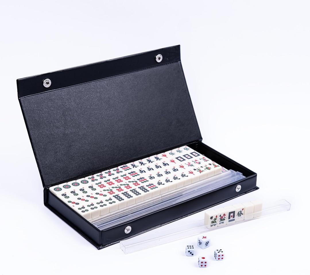 drizzle Numbered Travel Mahjong Mini Set 20mm with Instructions - Portable 146 Tiles for Beginners with 4PCS Racks 2 Pounds Chinese Mah-Jong Game