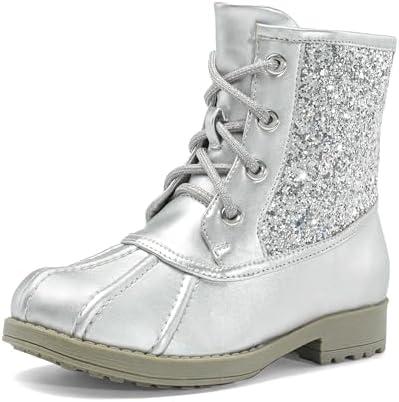 DREAM PAIRS Girls Glitter Ankle Boots Warm and Soft Velvet Lining with Side Zipper for Toddler/Little Kid/Big Kid, Size 11