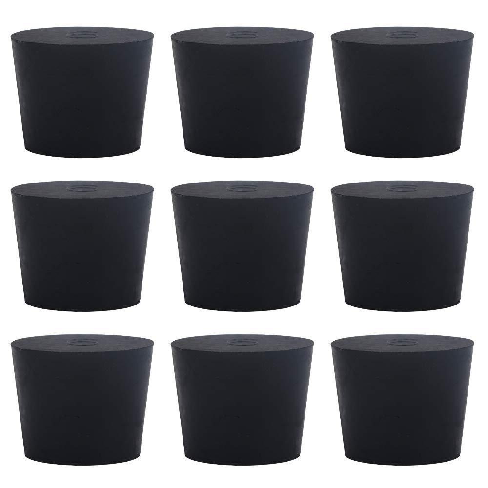 9 Pack (Same Size) Solid Rubber Stoppers - Size #6-33mm (1.29in) x 25mm (0.98in) - 28mm (1.10in) Long - Black Lab Plug