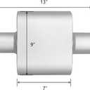 Universal 2.5" (ID) Inlet 2.5" (ID) Outlet Single Chamber Muffler - 13" Total Length (7x9x4 in Body), Aluminum Coated Exhaust with Internal Baffle to Produce Aggressive Deep Sound (2 Pack)