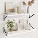 Axeman 30 Inch Floating Shelves | 10 Inch Deep White Wall Shelves Set of 2 | 30" W x 10" D White Wood Floating Shelves for Living Room Bathroom Kitchen