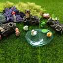42 Pcs Miniature Fairy Garden Accessories, Fairy Door, Miniature Tree Stumps and Tiny Resin Animal with Moss for DIY Craft, Lawn, Fairy Garden Decor