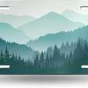 Beautiful Green Mountain Landscape Front License Plate Aluminum Decorative License Plates Funny Metal Car Plate 6"X12" Novelty Vanity Tag Cover with 4 Holes Car Decor Accessory (One Size, Bronze)