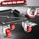 LOYAL TIGER Heavy Duty 3000LBS Furniture Dolly & Movers with 5 Wheels & Brake - 360 Rotating Moving Dolly for Furniture, Piano, Appliances - 6.3 Inch Non-Slip Sliders, Red