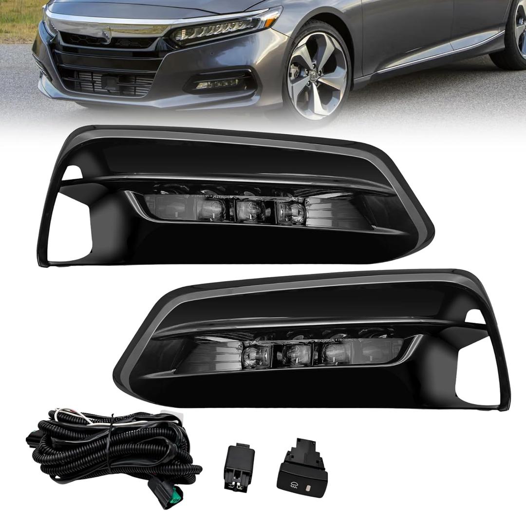 WILD BEAR LED Fog Lights Assembly fit for 2018 2019 2020 Accord Sedan Driving Lamps kit with Switch and Harness