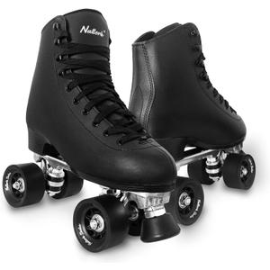 Roller Skates for Women or Men with PU Leather High-top Double Row Rollerskates, Unisex-Adult Indoor Outdoor for Beginners, 