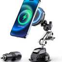 This Hill 15W Magnetic Wireless Car Charger Mount, Compatible with MagSafe, Phone Holder with 360 Suction Cup & Aluminum Alloy Telescopic Arm Compatible with iPhone 16 Pro Max 15 14 13 12
