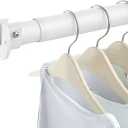 Closet Rods for Hanging Clothes, 17 to 84 Inch Heavy Duty Stepless Adjustable Closet Hanging Rod, 1.3 Inch Diameter Metal Closet Rod for Wardrobes Laundry Bedroom RV, White