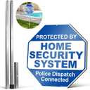 Anley Aluminum Protected By Home Security System Yard Sign 10 x 10 IN with Durable 28 IN Ground Stake - Police Dispatch Connected Warning Sign - UV Protected and Weatherproof for Homes and Businesses