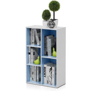 Furinno 5-Cube Reversible Open Shelf, White/Light Blue 11069WH/LBL