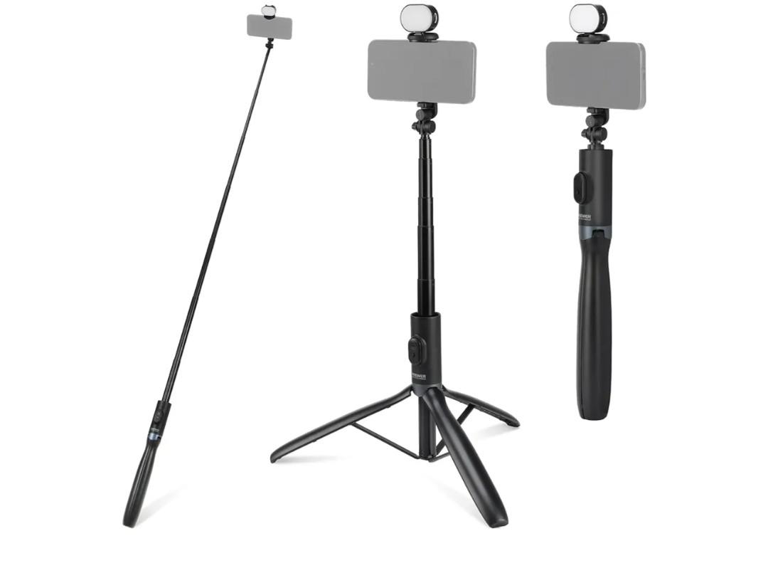 NEEWER Entry Level Version Selfie Stick Tripod with Light & Remote Compatible with iPhone Samsung Android, 67" Extendable Portable Travel Cell Phone Holder Stand for Video Recording Filming, PA987