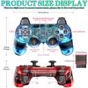 Degulan Wireless Controller Compatible with PS-2 Console, Remote Gamepad for Play 2 (ClearRed and ClearBlue)