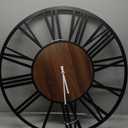 32" Extra Large Wall Clock, Silent Rustic Metal Wood Face Decorative Clock, Battery Operated Farmhouse Modern Oversized Wall Clocks for Living Room, Bedroom, Kitchen, Office, Home Decor (Dark Brown - Roman Numbers)