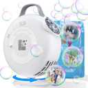 Bubble Machine, Automatic Bubble Blower for Kids Toddlers, 8000+ Bubbles Per Minute, 90 200 Oscillating Electric Plug-in or Batteries Bubble Maker, Bubble Toys for Outdoor Birthday Party - White