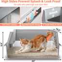 Stainless Steel Cat Litter Box with Lid, XL Metal Litter Box, Extra Large Litterbox for Big Cats, High Sided | Easy Cleaning | Odor-Free Includes Scoop and Mat