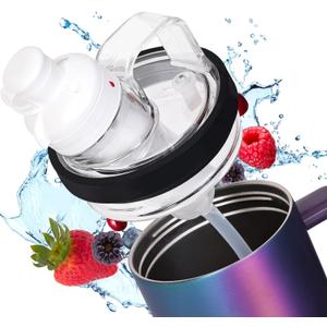 Tumbler Adapter for BrMate compatible with cirkul flavor cartridges, Era tumbler adapter with straw fits BrMate Era 40 oz Tumblers (Transparent & Black Gasket)