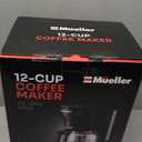 Mueller 12-Cup Drip Coffee Maker - Borosilicate Carafe, Auto-Off, Reusable Filter, Anti-Drip, Keep-Warm Function, Clear Water Level Window Coffee Machine, Kitchen Essentials & Accessories (Black)