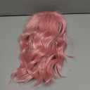 Light Pink Wig for Women Short Pastel Wavy Wigs Curly Bob Wigs with Bangs Shoulder Length Colorful Synthetic Wigs for Cosplay Costume Party Daily Use(14 Inches)