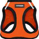 Best Pet Supplies - All Weather Mesh, Reflective, No Pull Harness for Small, Medium Dogs, Cats - Secure with Hook & Loop Fastener, Buckle, Double D-Rings - Orange/Black Trim, S