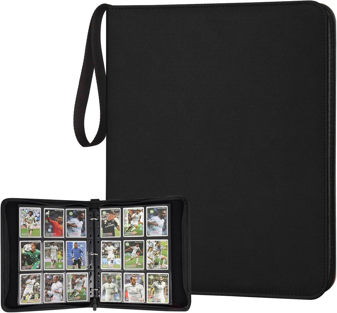 9 Pocket Card Binder, Premium Zip Trading Card Binder, 720 Double Sided Pocket PU Card Collection Binder, Collector Card Album, Card Folder for MTG, TCG, Sports Cards, Game Cards (Black1)