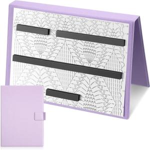 Flutesan 1 Pcs Purple Knitting Pattern Holder, Fold up Cross Stitch Knitting Chart Keeper with 4 Pcs Replacement Magnets, Cross Stitch Accessories Supplies, Unfolded Size 13.2 x 9 Inch