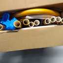 AerWo [Upgraded] Balloon Arch Kit 8.2ft+6ft, Gold Half Balloon Arch Stand with Base, Free Bending Top Curve Balloon Frame Stand for Floor Birthday Wedding Christmas Decorations