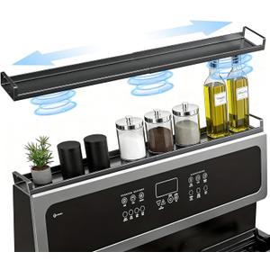 AWOKE Magnetic Over the Stove Shelf, 16" to 30" Extendable Steel Spice Rack for Back of Stove, Above Oven Storage Organizer, Stove Top Shelf for Kitchen Range, Heat Resistant Ledge for Spices & Oils