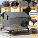 Cat House for Outside, Insulated Indoor Outdoor Large Cat House with Escape Door & Elevated Base, Weatherproof Shelter for Feral Stray Barn Cats