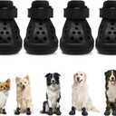 Lukovee Dog Shoes for Hot Pavement - Breathable Non Slip Dog Sandals with Reflective Stripes, Easy ON & Off, Easy-Clean Summer Outdoor Pet Boots for Small Medium Large Dogs (Black, Size 10)