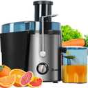 Panana Centrifugal Juicer Extractor with Wide Mouth 2.5 Feed Chute for Fruit Vegetable, Easy to Clean, Stainless Steel, BPA-free (Silver)